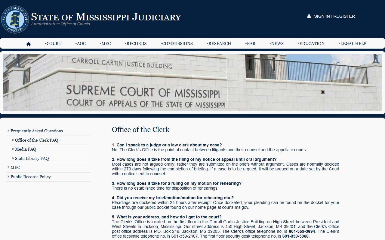 Mississippi Judiciary records guidance for Lamar County court records requests