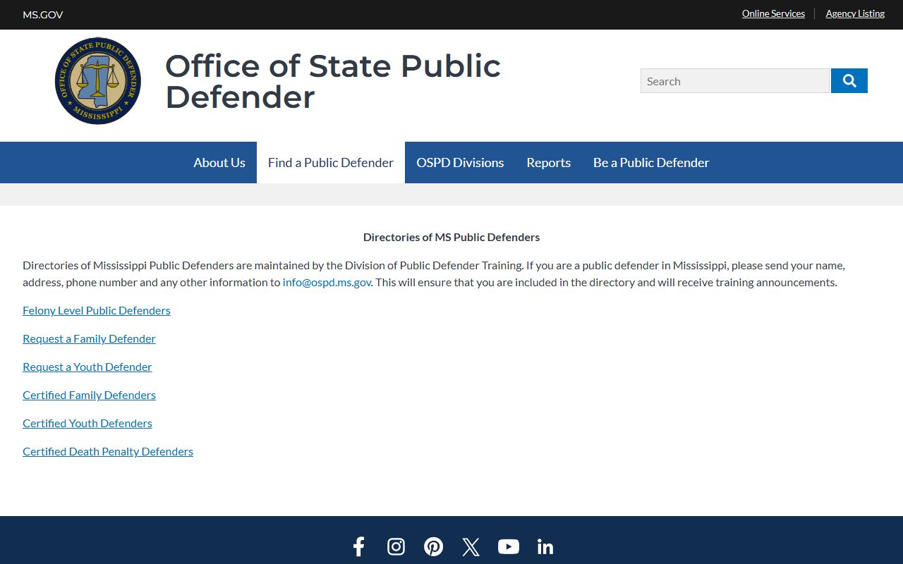 Lamar County criminal court records public defender directory from the Office of State Public Defender