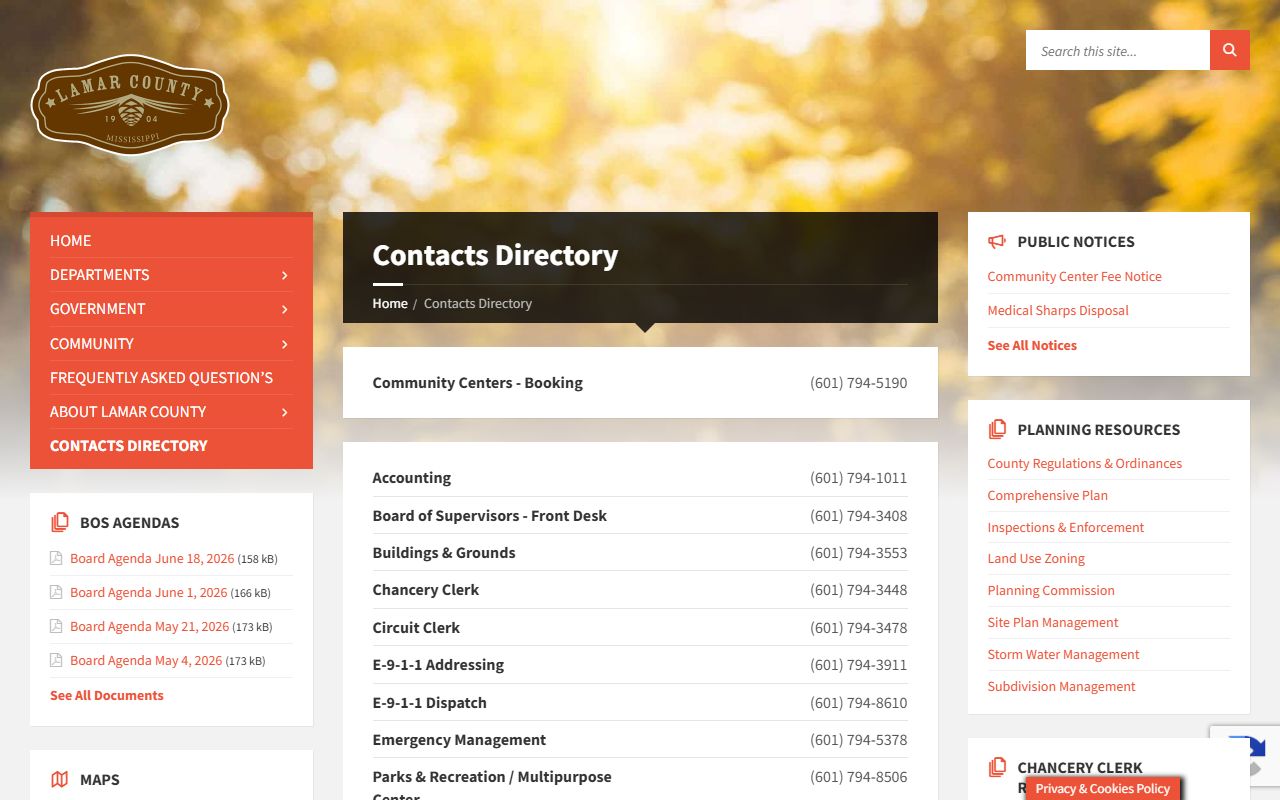 Lamar County contact numbers for court records offices in Purvis