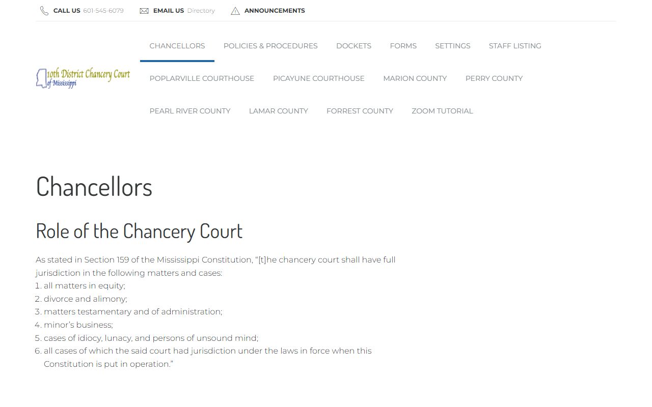 10th Chancery District chancellors who hear Lamar County probate records and estate cases