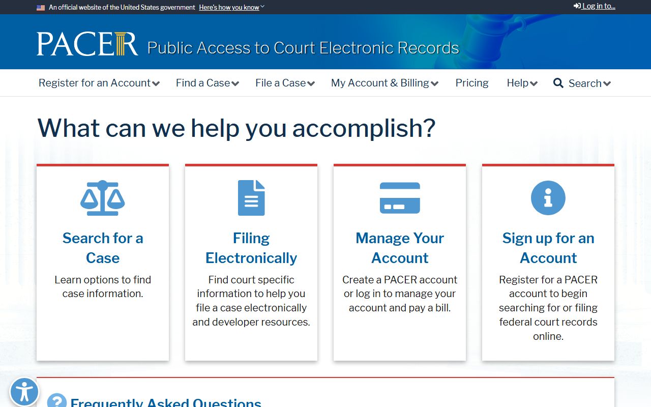 PACER federal court records portal for checking Lamar County warrant and federal docket information